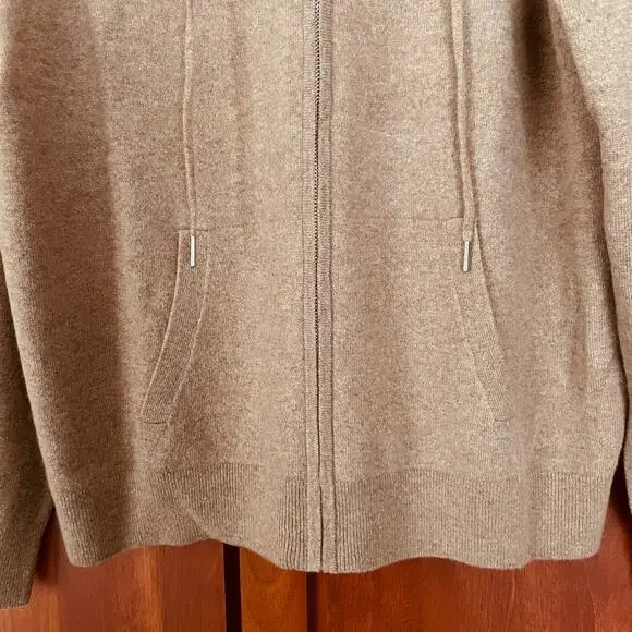 Quince 100% Mongolian Cashmere Sweater Full Zip Hoodie Teak Size XL NEW - Picture 5 of 10